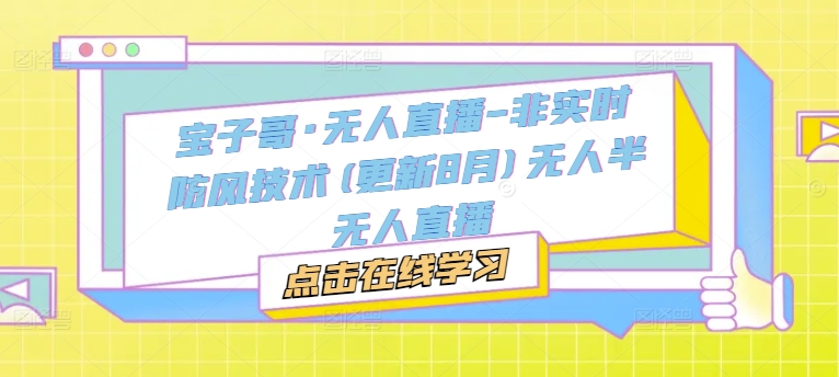 宝子哥·无人直播-非实时防风技术(更新25年5月)无人半无人直播-米壳知道—知识分享平台