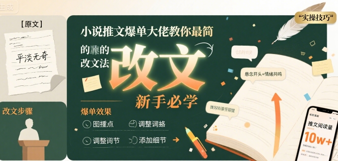 小说推文爆单大佬教你最简单的改文方法实操课，新手必学-米壳知道—知识分享平台
