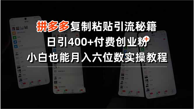 拼多多复制粘贴引流秘籍，日引400+付费创业粉，小白也能月入六位数实操…-米壳知道—知识分享平台
