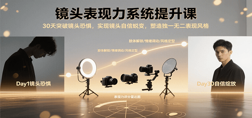 镜头表现力系统提升课，30天突破镜头恐惧实现自信蜕变，塑造独一无二表现风格-米壳知道—知识分享平台
