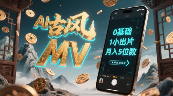 AI一键生成古风音乐MV，0剪辑基础1小时出片，多种变现渠道，一部手机月入5位数-米壳知道—知识分享平台