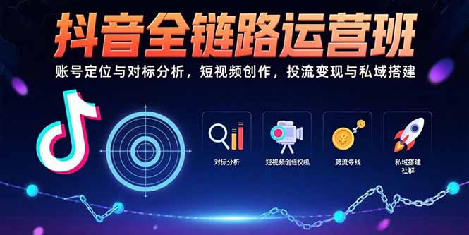 抖音全链路运营班：账号定位与对标分析，短视频创作，投流变现与私域搭建-米壳知道—知识分享平台