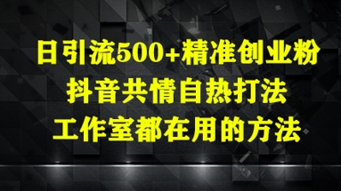 日引流500+精准创业粉，抖音共情自热打法，工作室都在用的方法-米壳知道—知识分享平台