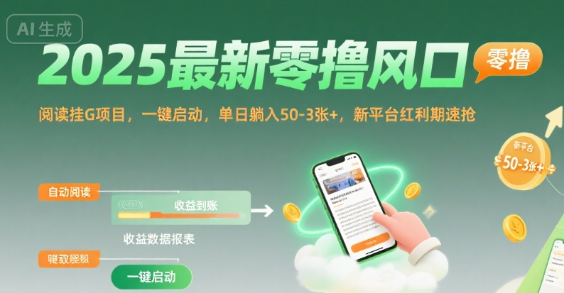 2025最新零撸风口，阅读挂G项目，一键启动，单日躺入 50-3张+，新平台红利期速抢【揭秘】-米壳知道—知识分享平台