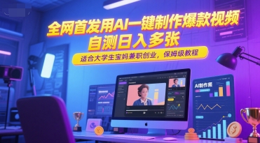 全网首发用AI一键制作爆款视频，自测日入多张，适合大学生宝妈兼职创业，保姆级教程-米壳知道—知识分享平台
