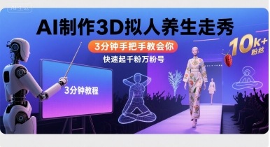 Ai制作3D拟人养生走秀，3分钟手把手教会你，快速起千粉万粉号-米壳知道—知识分享平台
