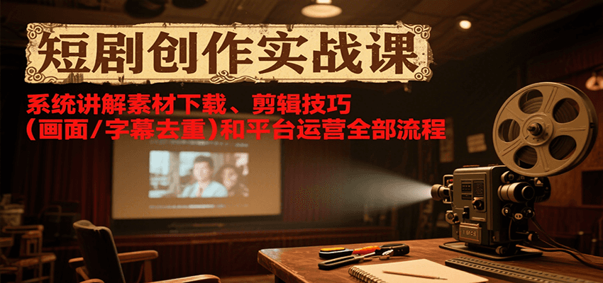 短剧创作实战课，系统讲解素材下载、剪辑技巧(画面/字幕去重)和平台运营全部流程-米壳知道—知识分享平台