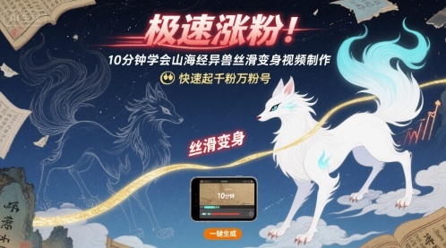 极速涨粉！10分钟学会山海经异兽丝滑变身视频制作，快速起千粉万粉号-米壳知道—知识分享平台