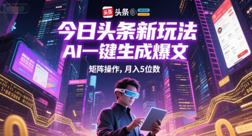 今日头条新玩法，AI一键生成爆文，矩阵操作，月入5位数-米壳知道—知识分享平台
