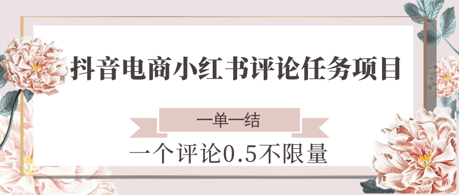 抖音电商小红书评论任务项目，一个评论0.5，一单一结 不限量-米壳知道—知识分享平台