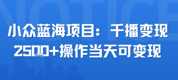小众蓝海项目，千播变现2.5k+操作当天可变现-米壳知道—知识分享平台