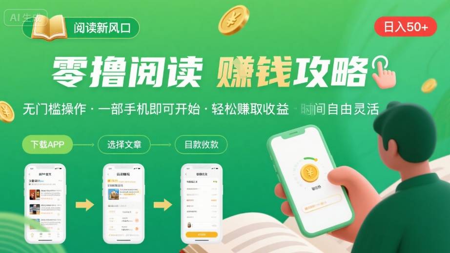 零撸阅读新风口，无门槛轻松挣，一部手机，日入 50-3张【揭秘】-米壳知道—知识分享平台