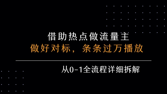 借力热点，乘顺风车玩流量主，条条过万播放， 每月收益5k+，从0-1全流程详细拆解-米壳知道—知识分享平台