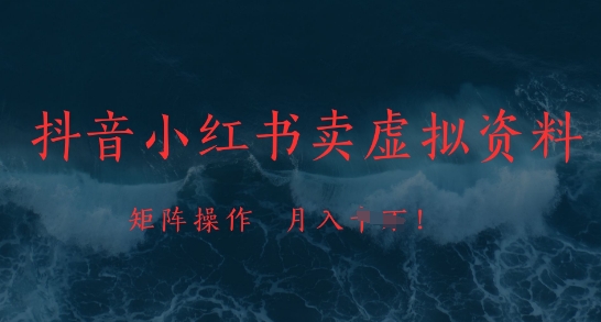抖音小红书卖虚拟资料，市场需求一直存在，矩阵操作，月入1w+-米壳知道—知识分享平台