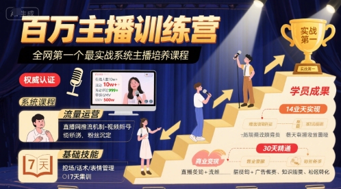 百万主播训练营，全网第一个最实战系统主播培养课程-米壳知道—知识分享平台