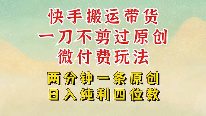 快手黑科技搬运带货，一刀不剪过原创，微付费投流玩法，轻松日入四位数…-米壳知道—知识分享平台