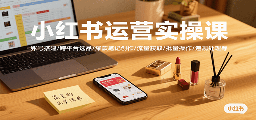小红书运营实操课，账号搭建/跨平台选品/爆款笔记创作/流量获取/批量操作/违规处理等-米壳知道—知识分享平台