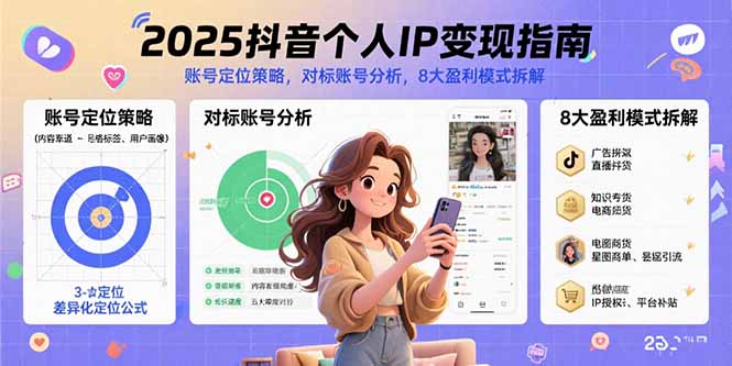 2025抖音个人IP变现指南，账号定位策略，对标账号分析，8大盈利模式拆解-米壳知道—知识分享平台