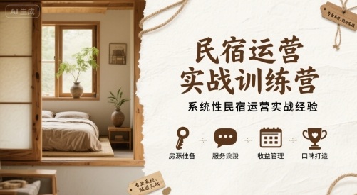 民宿运营实战训练营，系统性民宿运营实战经验-米壳知道—知识分享平台
