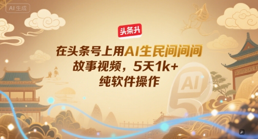 在头条号上用AI生民间故事视频，5天1k+，纯软件操作-米壳知道—知识分享平台
