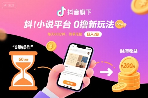 抖音旗下小说平台0撸新玩法，每天挂G60分钟，简单无脑，日入2张【揭秘】-米壳知道—知识分享平台