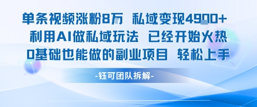 单条视频私域变现4.9k+利用AI做私域玩法 已经开始火热0基础也能做的副业项目轻松上手-米壳知道—知识分享平台