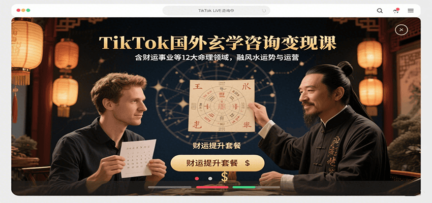 TikTok国外玄学咨询变现课，含财运事业等12大命理领域，融风水运势与运营-米壳知道—知识分享平台