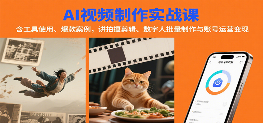 AI视频制作实战：含工具使用、爆款案例，讲拍摄剪辑、数字人批量制作与账号运营变现-米壳知道—知识分享平台