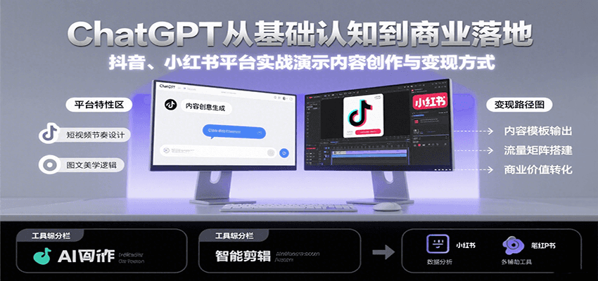 ChatGPT从基础认知到商业落地，实战演示抖音、小红书等平台的内容创作与变现-米壳知道—知识分享平台