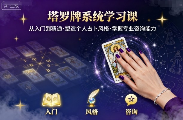 塔罗牌系统学习课，助你从入门到精通，塑造个人占卜风格，掌握专业咨询能力-米壳知道—知识分享平台