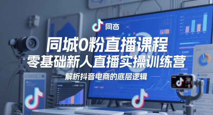 同城0粉直播课程，零基础新人直播实操训练营，解析抖音电商的底层逻辑-米壳知道—知识分享平台