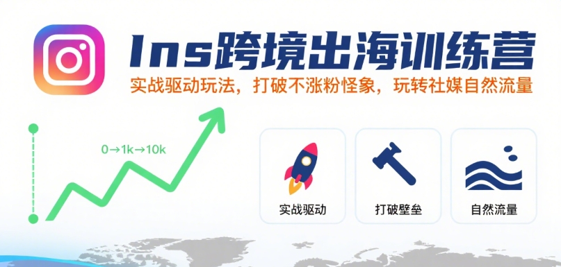 Ins跨境出海训练营，实战驱动玩法，打破不涨粉怪象，玩转社媒自然流量-米壳知道—知识分享平台