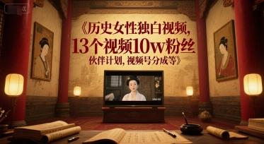 历史女性独白视频，13个视频10w粉丝，伙伴计划，视频号分成等-米壳知道—知识分享平台