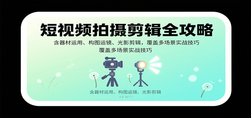 短视频拍摄剪辑全攻略：含器材运用、构图运镜、光影剪辑，覆盖多场景实战技巧-米壳知道—知识分享平台