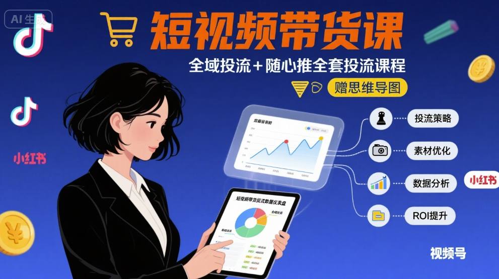 最新短视频带货课，全域投流+随心推全套投流课程+思维导图-米壳知道—知识分享平台