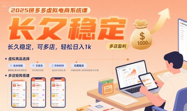 2025拼多多虚拟电商系统课，长久稳定，可多店，轻松日入1k-米壳知道—知识分享平台