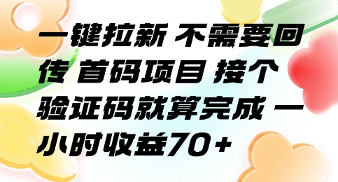 一键拉新 不需要回传 首码项目 接个验证码就算完成 一小时收益70+【揭秘】-米壳知道—知识分享平台