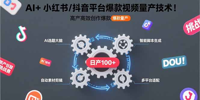 AI+小红书/抖音平台爆款视频量产技术：高产高效创作爆款视频！-米壳知道—知识分享平台