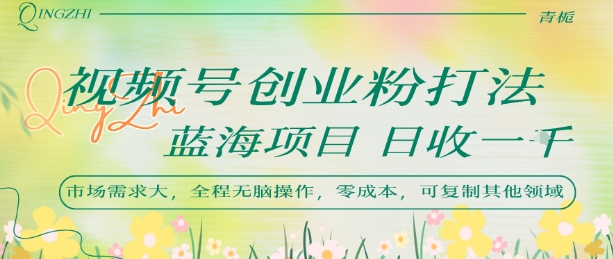 视频号创业粉打法，日入1k，蓝海项目，市场需求大，全程无脑操作，可复制-米壳知道—知识分享平台