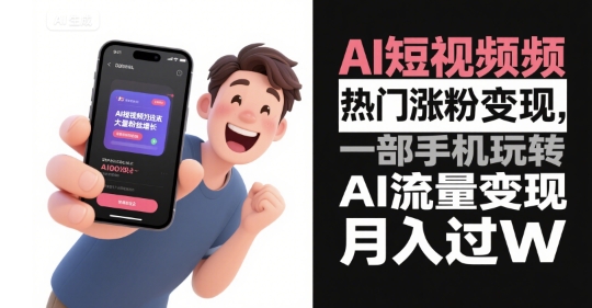 AI短视频热门涨粉变现，一部手机玩转AI流量变现，月入过W-米壳知道—知识分享平台