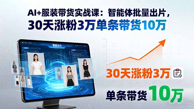 AI+服装带货实战课：智能体批量出片，30天涨粉3万单条带货10万-米壳知道—知识分享平台