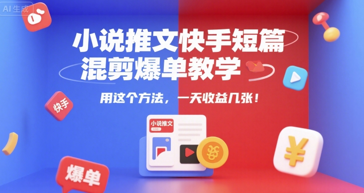 小说推文快手短篇混剪爆单教学，用这个方法，一天收益几张-米壳知道—知识分享平台