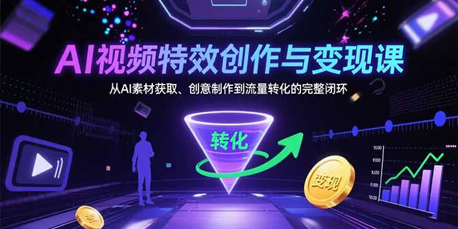 AI视频特效创作与变现课：从AI素材获取、创意制作到流量转化的完整闭环-米壳知道—知识分享平台