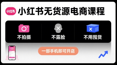 小红书无货源电商课程，不拍摄不露脸不用囤货，一部手机即可开店-米壳知道—知识分享平台