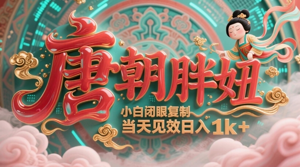 用AI克隆“唐朝胖妞”日更3条，平台疯狂推流，小白闭眼复制，当天见效，日入1k+-米壳知道—知识分享平台