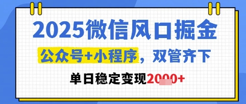 2025微信风口掘金，公众号+小程序双管齐下，单日稳定变现1k+【揭秘】-米壳知道—知识分享平台