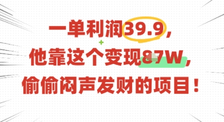 一单利润39.9，有人靠这个变现几十个，偷偷闷声发财的项目-米壳知道—知识分享平台