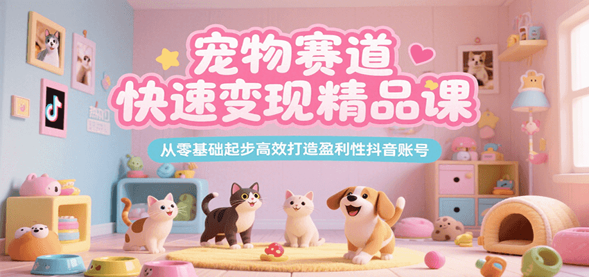 宠物赛道快速变现精品课，从零基础起步高效打造盈利性抖音账号-米壳知道—知识分享平台