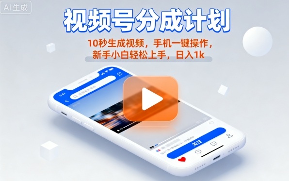 视频号分成计划懒人玩法，10秒生成视频，手机一键操作，新手小白轻松上手，日入1K【揭秘】-米壳知道—知识分享平台