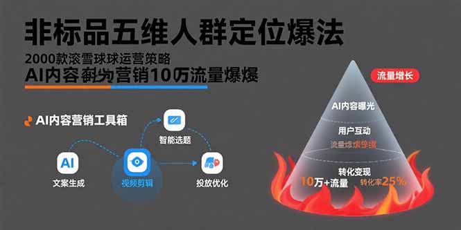 非标品五维人群定位法，2000款滚雪球运营策略，AI内容营销10万流量引爆-米壳知道—知识分享平台